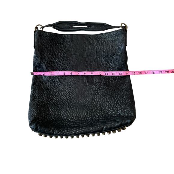 ALEXANDER WANG Black Pebbled Lambskin Studded Dumbo Darcy Hobo Handbag Purse - Picture 7 of 16